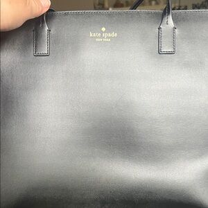 kate spade Black Leather Tote with Gold Logo